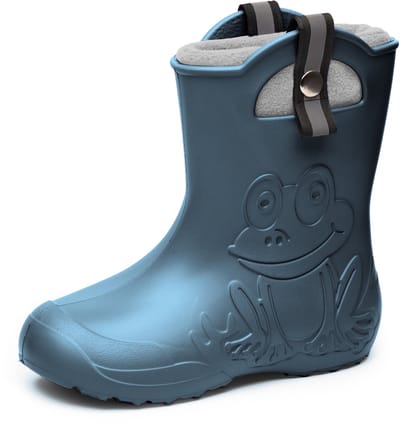 Ladeheid Kinder Regenlaarzen – Lichtgewicht Rubberen – Laarzen – Thermovoering – Meisjes – Jongens – Antislip – Regenlaarzen – Kinder – Metaalblauw-2 – 22/23 – LA-CA-Frog245