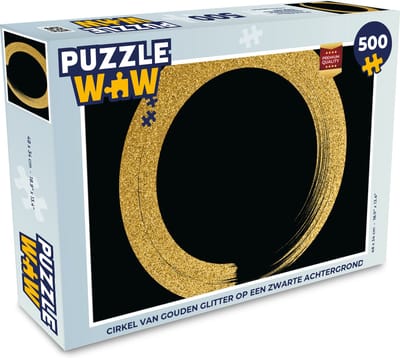 Puzzel Cirkel van gouden glitter op een zwarte achtergrond - Legpuzzel - Puzzel 500 stukjes