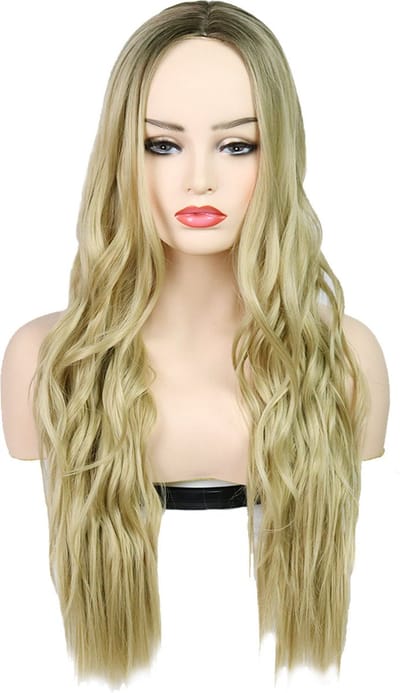 Pro Care Excellent Quality® Gold Golf Kleur Pruik Dames - Pruiken Dames - Pruik Blond - 60cm Lang Golvend Haar - Wig - Verstelbaar - Vederlicht 300g