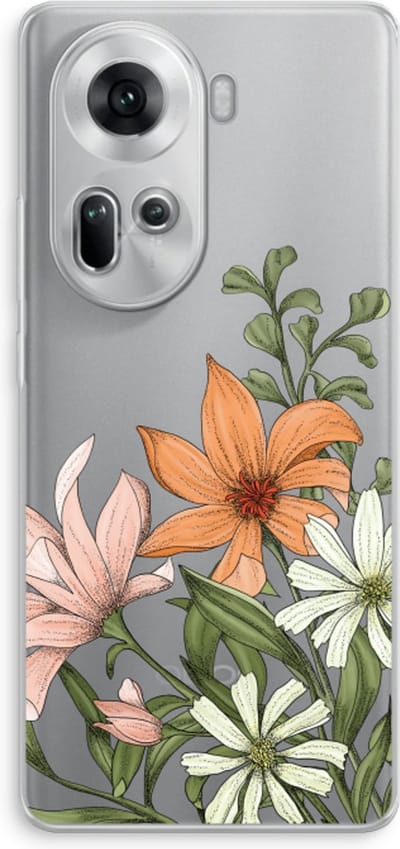 Case Company® - Hoesje geschikt voor Oppo Reno 11 hoesje - Floral bouquet - Soft Cover Telefoonhoesje - Bescherming aan alle Kanten en Schermrand
