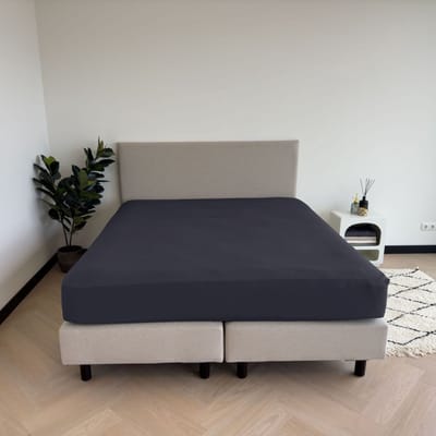 Kayori Emma Topper Hoeslaken Katoensatijn - 180x200cm - Navy