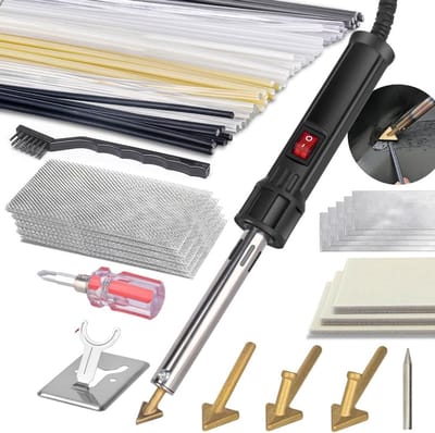 Kunststof lasapparaat - Reparatie set - Kunststof repareren - Keramische verwarming - 150 Watt - Zwart