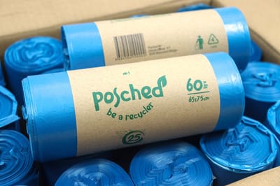 Vuilniszakken- 60 Liter-Blauw Translucent- Afvalzakken- 75 stuks - 3 rollen a 25 zakken - Gerecycled LDPE- voldoen aan de VLAREMA 9 wetgeving