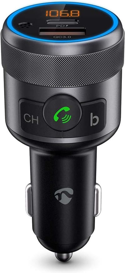 Nedis FM-Audiotransmitter voor Auto - Gefixeerd - Handenvrij bellen / Luidsprekerfunctie - 1.00 " - Amber-Scherm - Bluetooth - PD 18 W / PD 24 W - Snelladen - Bass boost - Google Assistant / Siri - Zwart