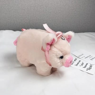 Mignon Petit Cochon en Peluche Sac Messager Grande Capacité Dessin Animé Sac Bandoulière Croisé pour Femmes gray