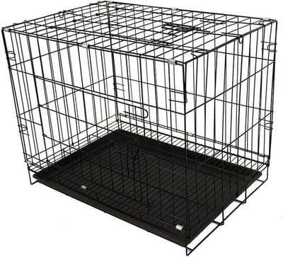 Kleine hondenkrat - Hondenkooi Puppy - Veilig transport - Dubbele deur - 50x35x40cm - Zwart