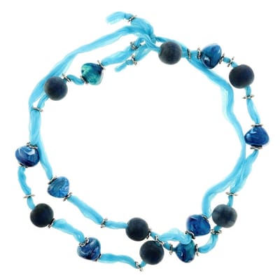 Behave - Lange ketting - Boho zomerstijl - Blauw kralenlint - 120 cm