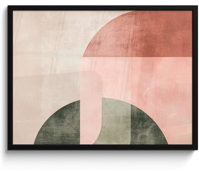 Poster in lijst - Fotolijst 70x50 cm - Posters - Cirkel - Abstract - Roze - Posterlijst zwart - Decoratie - Wanddecoratie woonkamer - Muurdecoratie slaapkamer