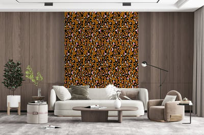 Behang - Fotobehang Panter - Design - Roze - Bruin - Patronen - Breedte 165 cm x hoogte 220 cm