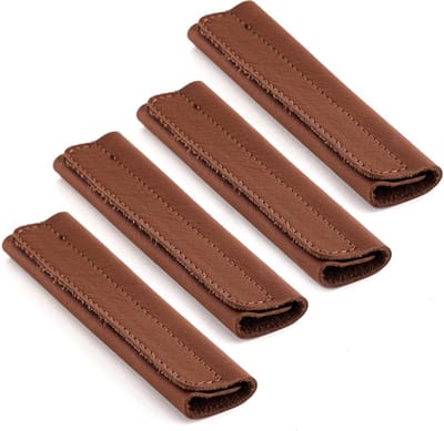 Brute Strength - Leren Handvat Beschermer - 4 stuks - Cognac - Leer - Bagage organizer - Reis tas accessoire - Bag strap alternatief - Bagage - Koffer - Handgreep - Tas hanger