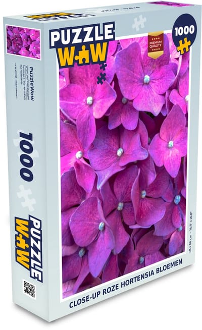 Puzzel Close-up roze hortensia bloemen - Legpuzzel - Puzzel 1000 stukjes volwassenen