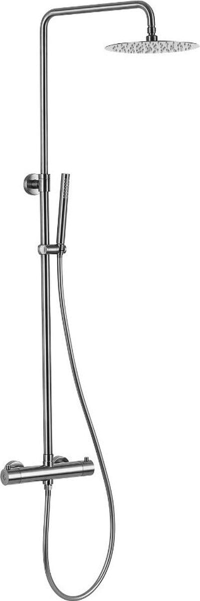 Opbouw regendouche 25cm hoofddouche thermostatisch volledig Rvs