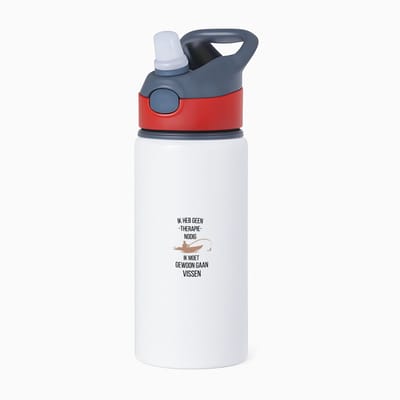 Hacebo® - ik heb geen therapie nodig ik moet gewoon gaan vissen waterfles met rietje rood - geen therapie nodig - vissen - grappige tekst - quotes - verjaardagscadeau - verjaardag - cadeau - kado - geschenk - gift - water fles - 650ML