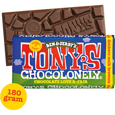 Tony's Chocolonely Ben & Jerry's Donkere Melk Chocolade - Brownie stukjes - Fairtrade Chocola reep - 180 gram