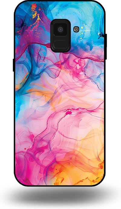 Smartphonica Telefoonhoesje Geschikt voor Samsung Galaxy A8 2018 met Regenboog Acryl Marmer Opdruk - TPU Backcover Case Rainbow Acrylic Marble Design geschikt voor Samsung Galaxy A8 2018