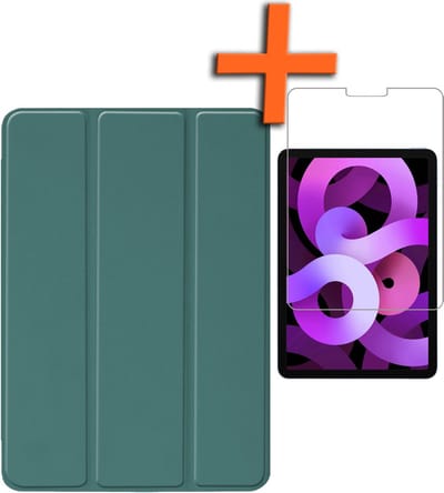 Hoesje - Geschikt voor Apple iPad Air 6 (2024) - 13 inch - 6e Generatie - M2 - Met Screenprotector - Trifold Bookcase - Hard Cover - Hardcover Book Case - Tablet Hoes - Donkergroen