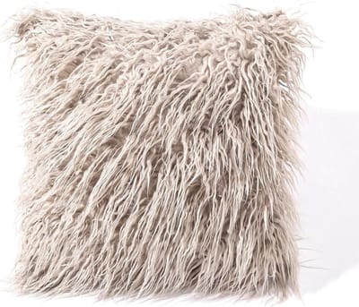 Zachte en luxe kussenhoes van nepbont, decoratieve pluche kussenhoes voor bank en fauteuil, khaki kleur