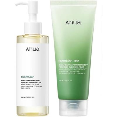 ANUA Heartleaf Pore Control Reinigings Duo Set Olie 200ml + Schuim 150ml beige