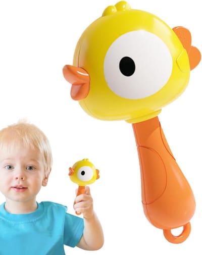Maracas voor peuters - Rammelaar muziekinstrument - Handcoördinatie bevorderen - Schattig dierdesign - 9 x 5 x 3.8 cm - Geel