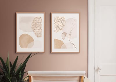 Fotowand Abstract Waterverf Design - Watercolor Aquarel - Poster Set van 2 - 70x50 cm - Abstracte Interieur Kunst