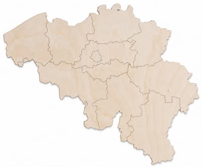 Houten wanddecoratie - Wooden wall decoration | Landkaart België 42 x 34cm Country map Belgium | Licht hout - Natural wood | Muurdecoratie - Wall art - Wandfiguur Belgique - Echt Hout - Real Wood