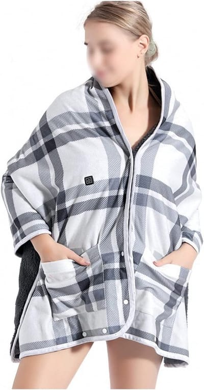 Verwarmde Sjaal Deken - Draagbare Verwarming - Binnen en Buiten - 8 Zone Verwarming - 150x85cm - Grijs