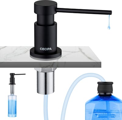 CECIPA max Zeepdispenser zwart - Zeeppompje Keuken - Inbouw zeepdispenser Voor Douche Keuken - Zeepdispenser Met 300ml fles - zeepdispenser set -Zwart