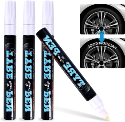 Autobanden Stift - Banden Pen - Banden Personaliseren - Waterproof en Duurzaam - 4 Stuks - Wit