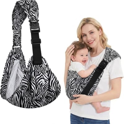 Ergonomische draagzak voor baby's, lichtgewicht en comfortabel, geschikt voor pasgeborenen tot 20 kg, zebra print, ideaal voor ouders onderweg