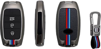 Autosleutel Hoesje geschikt voor Kia - Sleutelcover - Metalen Sleutelhoes - Accessoires - grijs