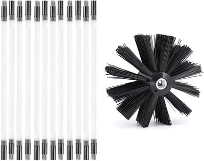 Schoorsteenveegset - Koolborstelset Rookkanaal - Onderhoud en Reiniging - Flexibele Nylon Rods - 10 cm Borstelkop - N.v.t.