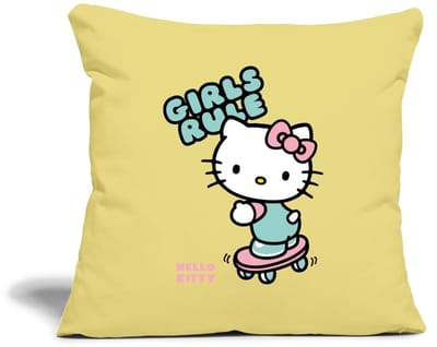 Hello Kitty Op Een Skateboard Met Girls Rules Sierkussenhoes, 45 x 45 cm