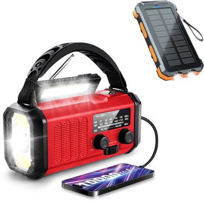 DreamGoods 10.000mAh Noodradio - Solar Opwindbaar - Solar Powerbank 10.000mAh - Denk Vooruit - Draagbare en Opwindbare Radio - Nood Radio - Noodradio dab Solar Opwindbaar