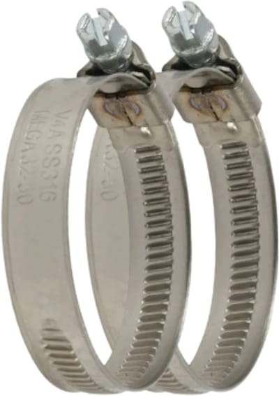 2 x RVS 316 Slangklem 20 mm x 32 mm zeewaterbestendig W5