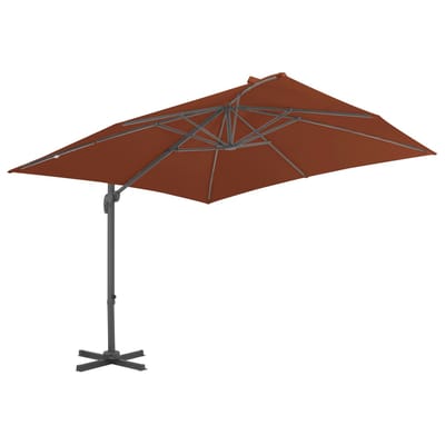 vidaXL - Zwevende - parasol - met - aluminium - paal - terracotta - 400x300 - cm
