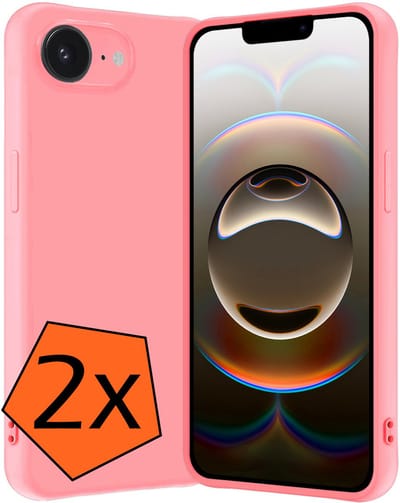 Hoes - 2 Stuks - Geschikt voor Apple iPhone 16e - Sterk & Shockproof - Case Siliconen - Back Cover - Telefoon Hoes - Lichtroze