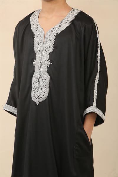 Kinderjongens zwarte Marokkaanse Thobe Jubba Robe Eid Djellaba Gandoura