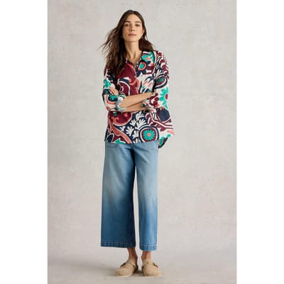 White Stuff Sophie Organic Cotton Shirt Black Multi Taglia: 10 | Maglie a manica lunga Outlet | Donna | Nero