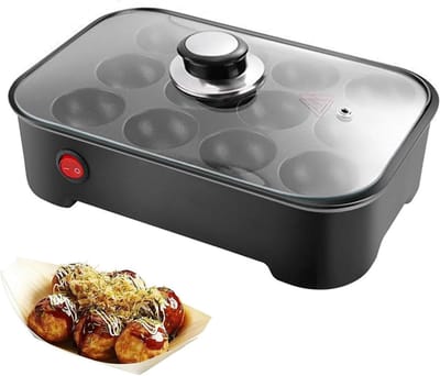 Elektrische Takoyaki Maker - Octopus Ball Machine - Snacks Maken - Intelligente Temperatuurregeling - 12 Gaten - Zwart