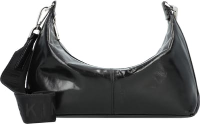 LIEBESKIND BERLIN Leren Schoudertas Paris 4 Paper Touch Crinkle Hobo Black Zwart
