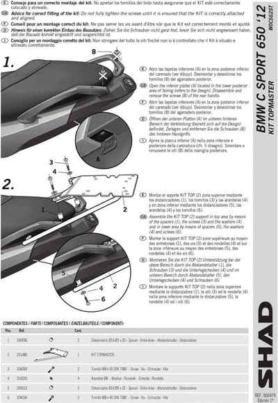 Shad-topkofferhouder voor BMW C 600-scooters vanaf 2015, W0CS62ST, nieuw