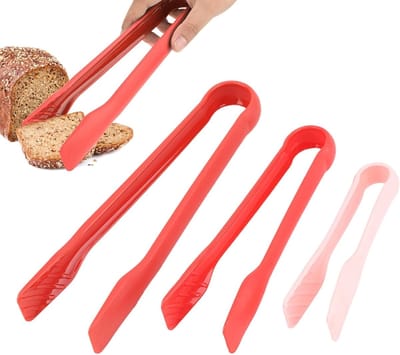 Multifunctionele Siliconen Tangen - 3 Stuks, Non-Stick Keukenhulpmiddelen voor Bakken, Brood en Voedsel