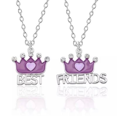 Akyol - Best Friends - 2 Leuke Vriendschapskettingen -vriendinnen ketting -bff cadeau -best friends cadeau- paarse & paarse Hartjes - Best Friends – bff – twee delige ketting – kroontje ketting – paars - vriendschap – Friends – beste vrie