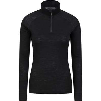 Mountain Warehouse Dames/Dames Merino Wol Zip Hals Thermo Top (Zwart)