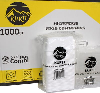 KURTT 100 stuks, 1000ml Meal prep bakjes, Maaltijdbakjes, 1-voudig, magnetronbakjes, vershoudbakje, herbruikbaar plastic bakje - magnetronbestendig, vaatwasmachinebestendig en herbruikbaar, klik dekselsluiting, BPA-vrij