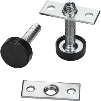 10 stuks SOTECH Stelvoetjes M8 x 40 mm (Totale lengte incl. vloerglijders: 45 mm) met Montageplaat Instelschroef Meubelschroef