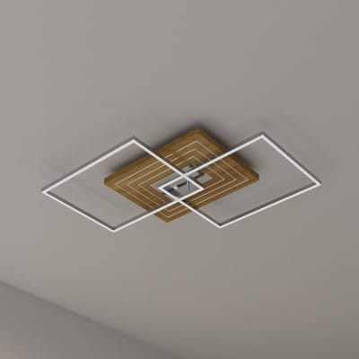 Elobra LED plafondlamp Inka L, lengte 75 cm, licht hout, dimbaar