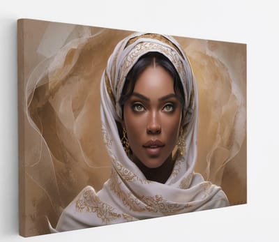 Saammp Canvas Schilderij - Abstract - Afrikaanse Vrouw - Beige - 30x20 - Foto op canvas - Wanddecoratie - Muurdecoratie Woonkamer - Slaapkamer decoratie - Canvas Print
