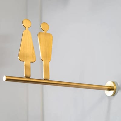 Toiletbord Metaal - Badkamerbord Deur - Aanwijzen Toilet - Dubbelzijdig Ontwerp - 31 x 16 cm - Goud