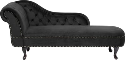BELIANI NIMES - Chaise longue - Zwart - Linkerzijde - Fluweel